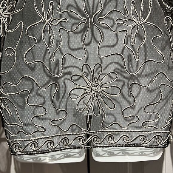 Valenti Black Sheer Embroidered Long Sleeve Cardigan Top Jacket Size S - Picture 13 of 17